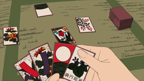 Natsuki Shinohara playing Koi-Koi in Summer Wars using Hanafuda cards